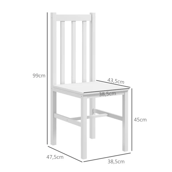 Eetkamerstoelen, set van 2 keukenstoelen, eetstoel met rugleuning, woonkamerstoel, tot 120 kg belastbaar, grenenhout, wit 4