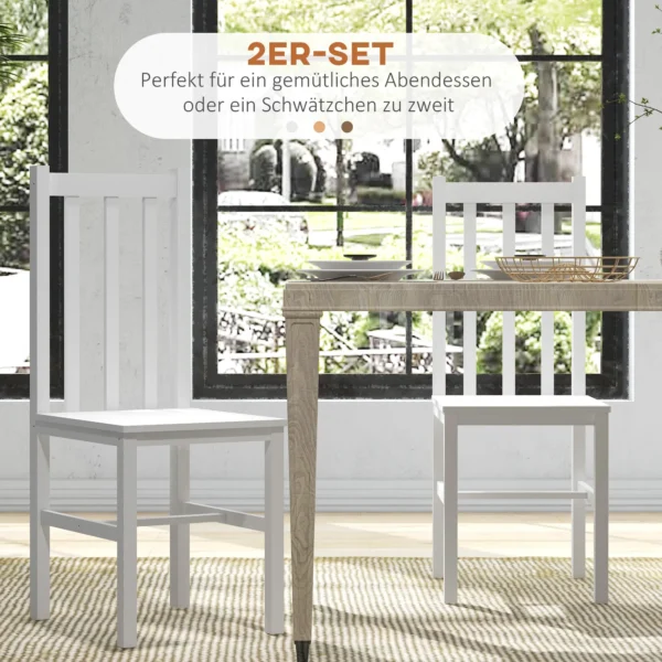 Eetkamerstoelen, set van 2 keukenstoelen, eetstoel met rugleuning, woonkamerstoel, tot 120 kg belastbaar, grenenhout, wit 5