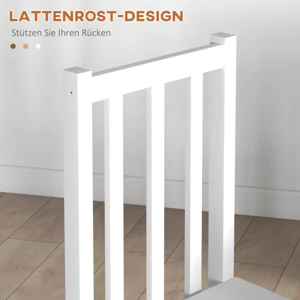 Eetkamerstoelen, set van 2 keukenstoelen, eetstoel met rugleuning, woonkamerstoel, tot 120 kg belastbaar, grenenhout, wit 6