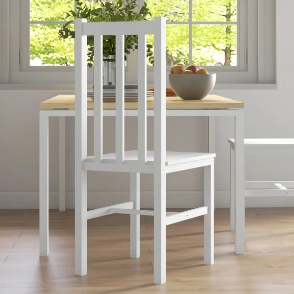Eetkamerstoelen, set van 2 keukenstoelen, eetstoel met rugleuning, woonkamerstoel, tot 120 kg belastbaar, grenenhout, wit 8