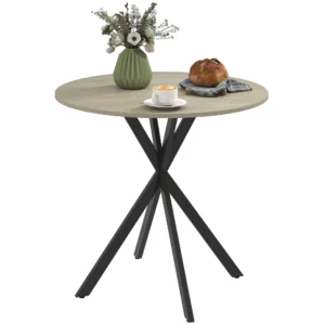 Eettafel, ronde keukentafel voor 2 personen in industriële stijl met stalen poten, eetkamertafel voor eetkamer, keuken, eiken Ø80 x 75 cm 1