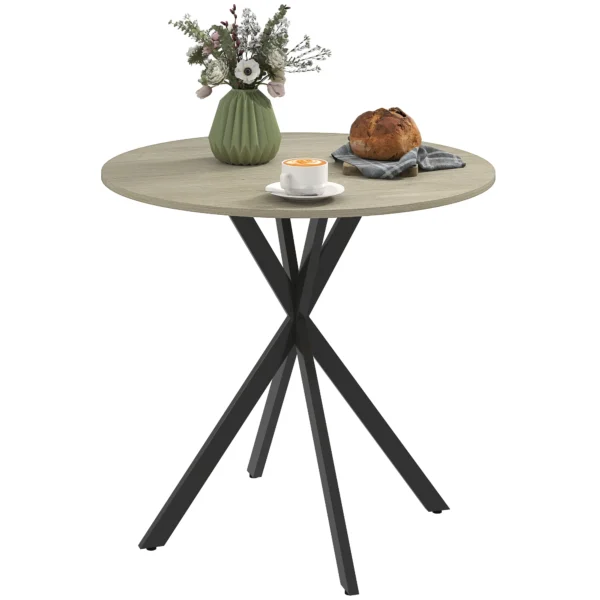 Eettafel, ronde keukentafel voor 2 personen in industriële stijl met stalen poten, eetkamertafel voor eetkamer, keuken, eiken Ø80 x 75 cm 1