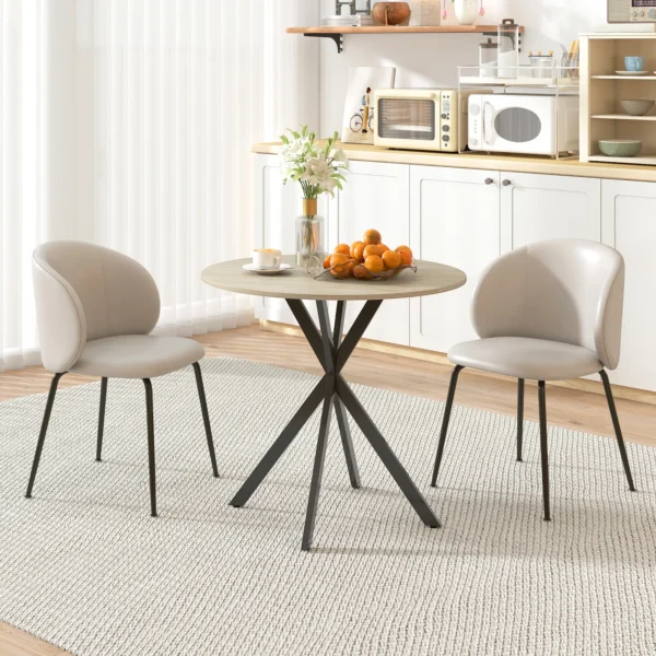 Eettafel, ronde keukentafel voor 2 personen in industriële stijl met stalen poten, eetkamertafel voor eetkamer, keuken, eiken Ø80 x 75 cm 2