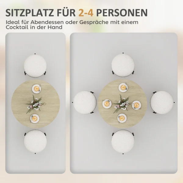 Eettafel, ronde keukentafel voor 2 personen in industriële stijl met stalen poten, eetkamertafel voor eetkamer, keuken, eiken Ø80 x 75 cm 5
