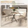 Eettafel, ronde keukentafel voor 2 personen in industriële stijl met stalen poten, eetkamertafel voor eetkamer, keuken, eiken Ø80 x 75 cm 6
