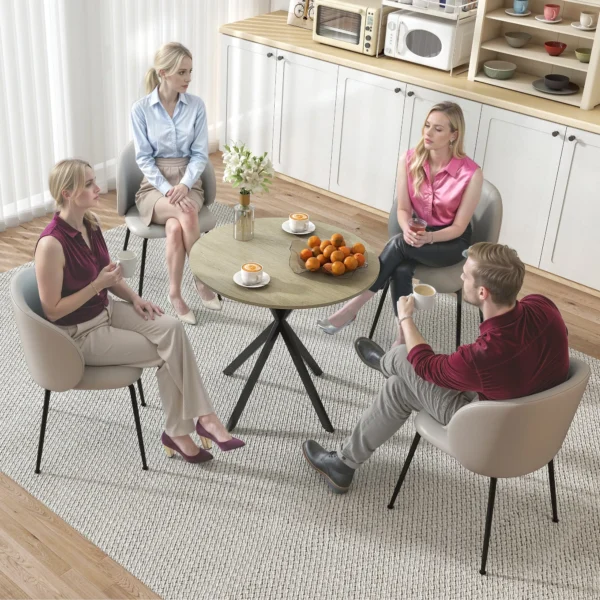 Eettafel, ronde keukentafel voor 2 personen in industriële stijl met stalen poten, eetkamertafel voor eetkamer, keuken, eiken Ø80 x 75 cm 8