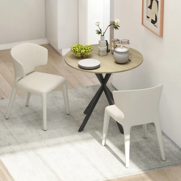 Eettafel, ronde keukentafel voor 2 personen in industriële stijl met stalen poten, eetkamertafel voor eetkamer, keuken, eiken Ø80 x 75 cm 9