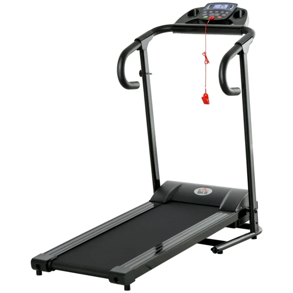 Elektrisch opvouwbare loopband 500w 0,8 10km/u met lcd display & mobiele telefoonhouder in zwart 123x62x117cm voor thuis 1