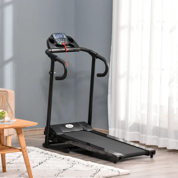 Elektrisch opvouwbare loopband 500w 0,8 10km/u met lcd display & mobiele telefoonhouder in zwart 123x62x117cm voor thuis 2