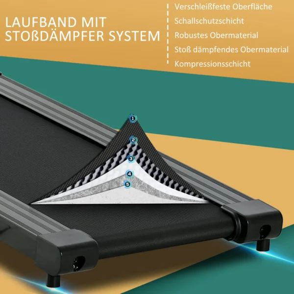 Elektrisch opvouwbare loopband 500w 0,8 10km/u met lcd display & mobiele telefoonhouder in zwart 123x62x117cm voor thuis 7