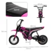 Elektrische motorfiets kinderen elektrische motorfiets met 24v 350w motor, 8 16 kmh snelheidsmodus, 12 inch luchtbanden, elektrische motorfiets met muziek koplamp, moto cross voor kinderen 8–12 jaar roze 4