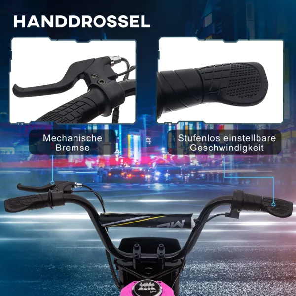 Elektrische motorfiets kinderen elektrische motorfiets met 24v 350w motor, 8 16 kmh snelheidsmodus, 12 inch luchtbanden, elektrische motorfiets met muziek koplamp, moto cross voor kinderen 8–12 jaar roze 5
