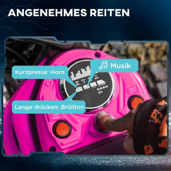 Elektrische motorfiets kinderen elektrische motorfiets met 24v 350w motor, 8 16 kmh snelheidsmodus, 12 inch luchtbanden, elektrische motorfiets met muziek koplamp, moto cross voor kinderen 8–12 jaar roze 8