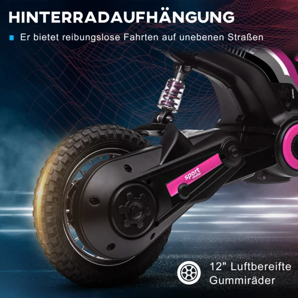Elektrische motorfiets kinderen elektrische motorfiets met 24v 350w motor, 8 16 kmh snelheidsmodus, 12 inch luchtbanden, elektrische motorfiets met muziek koplamp, moto cross voor kinderen 8–12 jaar roze 9