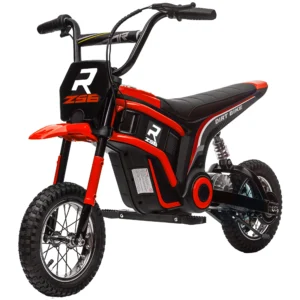 Elektrische motorfiets voor kinderen met 24v 350w motor, 8 16 kmh snelheidsmodus, 12 inch luchtbanden, elektrische motorfiets met muziek koplamp, moto cross voor kinderen 8–12 jaar rood 1