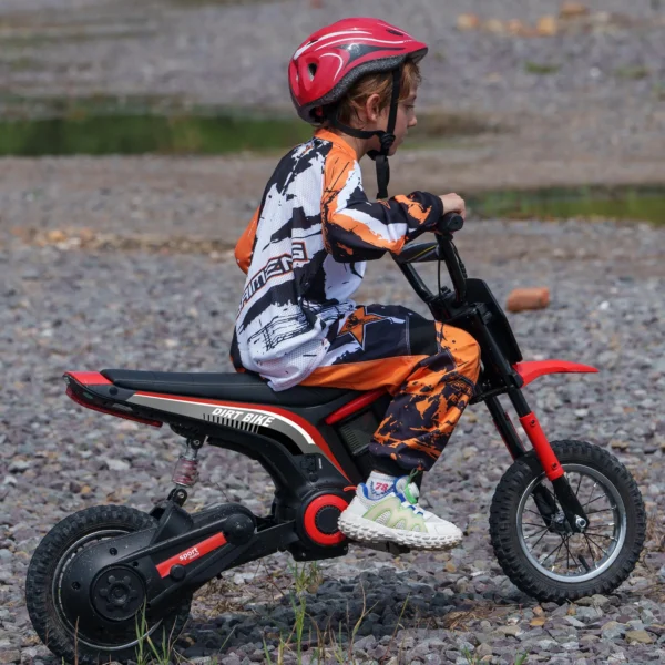 Elektrische motorfiets voor kinderen met 24v 350w motor, 8 16 kmh snelheidsmodus, 12 inch luchtbanden, elektrische motorfiets met muziek koplamp, moto cross voor kinderen 8–12 jaar rood 2