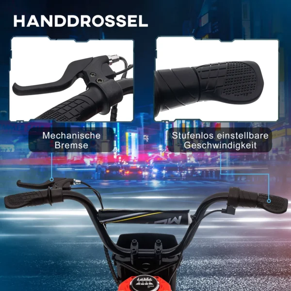 Elektrische motorfiets voor kinderen met 24v 350w motor, 8 16 kmh snelheidsmodus, 12 inch luchtbanden, elektrische motorfiets met muziek koplamp, moto cross voor kinderen 8–12 jaar rood 5