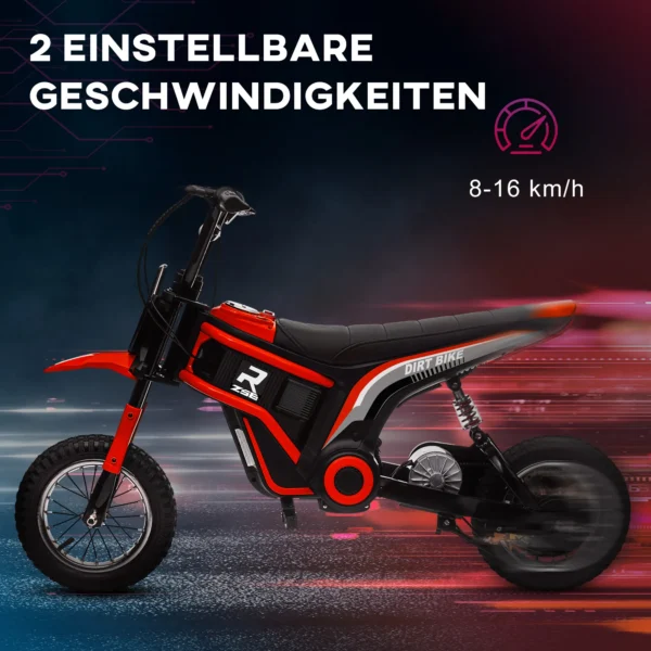 Elektrische motorfiets voor kinderen met 24v 350w motor, 8 16 kmh snelheidsmodus, 12 inch luchtbanden, elektrische motorfiets met muziek koplamp, moto cross voor kinderen 8–12 jaar rood 6