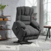Elektrische tv fauteuil met opsta hulp, relaxfauteuil met lig , verwarmings en massagefunctie, tv fauteuil met type c en usb aansluitingen, bekerhouder, donkergrijs 2