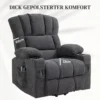 Elektrische tv fauteuil met opsta hulp, relaxfauteuil met lig , verwarmings en massagefunctie, tv fauteuil met type c en usb aansluitingen, bekerhouder, donkergrijs 8