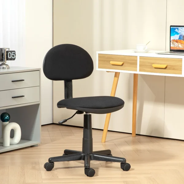 Ergonomische bureaustoel, in hoogte verstelbare draaistoel van elastische stof, computerstoel voor studeerkamer zwart 2