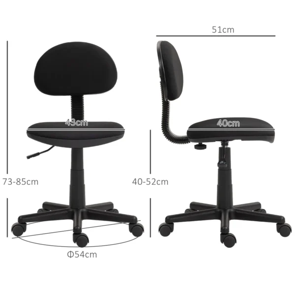 Ergonomische bureaustoel, in hoogte verstelbare draaistoel van elastische stof, computerstoel voor studeerkamer zwart 4