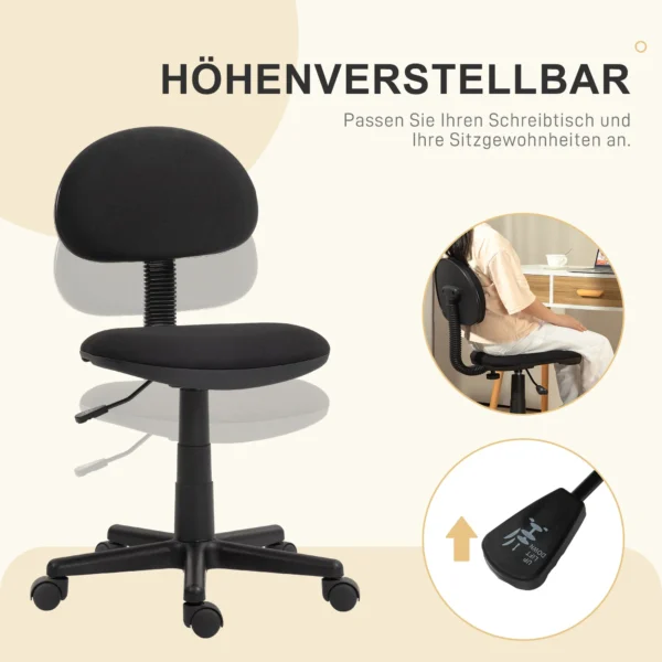 Ergonomische bureaustoel, in hoogte verstelbare draaistoel van elastische stof, computerstoel voor studeerkamer zwart 5