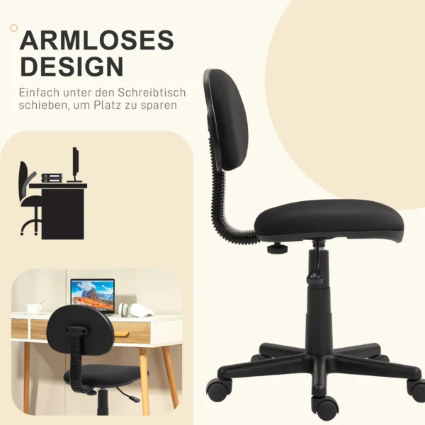 Ergonomische bureaustoel, in hoogte verstelbare draaistoel van elastische stof, computerstoel voor studeerkamer zwart 7