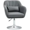 Fauteuil loungefauteuil met armleuning, lendenkussen, gevoerde relaxfauteuil met metalen frame, microdoek, verstelbare hoogte draaistoel voor slaapkamer, woonkamer, donkergrijs 1