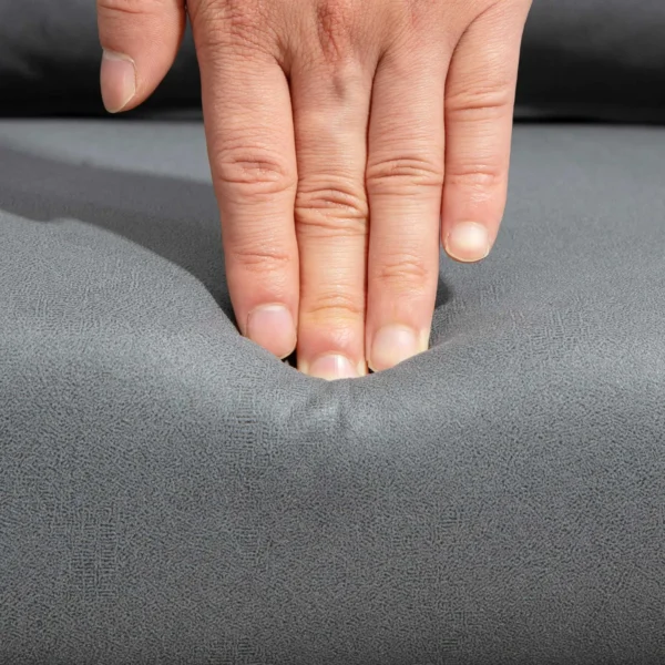 Fauteuil loungefauteuil met armleuning, lendenkussen, gevoerde relaxfauteuil met metalen frame, microdoek, verstelbare hoogte draaistoel voor slaapkamer, woonkamer, donkergrijs 10