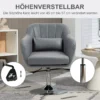 Fauteuil loungefauteuil met armleuning, lendenkussen, gevoerde relaxfauteuil met metalen frame, microdoek, verstelbare hoogte draaistoel voor slaapkamer, woonkamer, donkergrijs 5