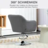 Fauteuil loungefauteuil met armleuning, lendenkussen, gevoerde relaxfauteuil met metalen frame, microdoek, verstelbare hoogte draaistoel voor slaapkamer, woonkamer, donkergrijs 6
