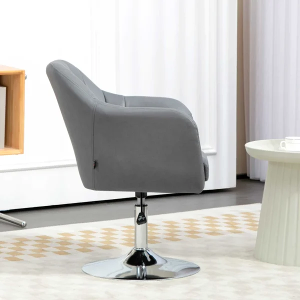 Fauteuil loungefauteuil met armleuning, lendenkussen, gevoerde relaxfauteuil met metalen frame, microdoek, verstelbare hoogte draaistoel voor slaapkamer, woonkamer, donkergrijs 9