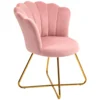 Fauteuil loungefauteuil met armleuningen, metalen poten, relaxfauteuil met rugleuning in lotus design, fluweelachtig, gestoffeerde fauteuil voor woonkamer, slaapkamer roze 1