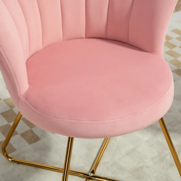 Fauteuil loungefauteuil met armleuningen, metalen poten, relaxfauteuil met rugleuning in lotus design, fluweelachtig, gestoffeerde fauteuil voor woonkamer, slaapkamer roze 10