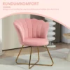 Fauteuil loungefauteuil met armleuningen, metalen poten, relaxfauteuil met rugleuning in lotus design, fluweelachtig, gestoffeerde fauteuil voor woonkamer, slaapkamer roze 5