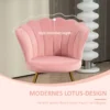Fauteuil loungefauteuil met armleuningen, metalen poten, relaxfauteuil met rugleuning in lotus design, fluweelachtig, gestoffeerde fauteuil voor woonkamer, slaapkamer roze 7