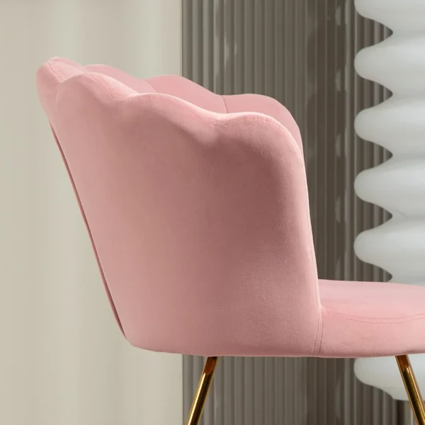 Fauteuil loungefauteuil met armleuningen, metalen poten, relaxfauteuil met rugleuning in lotus design, fluweelachtig, gestoffeerde fauteuil voor woonkamer, slaapkamer roze 9