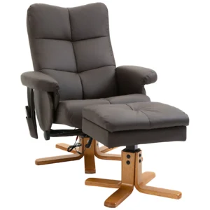 Fauteuil met voetensteun, 145° kanteling, relaxfauteuil met massagefunctie, bruin 1