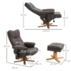 Fauteuil met voetensteun, 145° kanteling, relaxfauteuil met massagefunctie, bruin 4