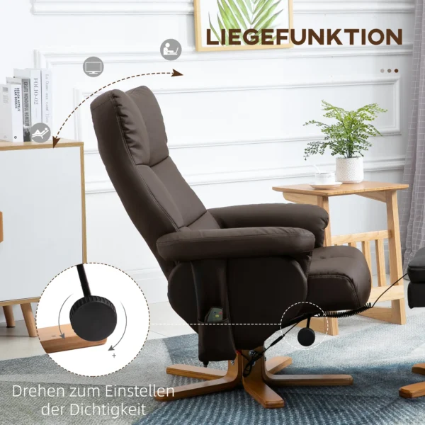 Fauteuil met voetensteun, 145° kanteling, relaxfauteuil met massagefunctie, bruin 6