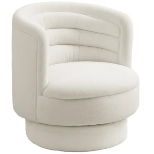 Fauteuil woonkamer draaibare relaxfauteuil met armleuningen, loungestoel leesstoel met sherpa uiterlijk, gestoffeerde stoel voor slaapkamer crèmewit 1
