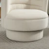 Fauteuil woonkamer draaibare relaxfauteuil met armleuningen, loungestoel leesstoel met sherpa uiterlijk, gestoffeerde stoel voor slaapkamer crèmewit 10
