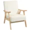 Fauteuil woonkamer scandinavisch relaxfauteuil met armleuning, zitkussen, gestoffeerde loungestoel met houten frame, armleuningsstoel met fluweel look, gestoffeerde stoel voor slaapkamer crème wit 1