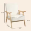 Fauteuil woonkamer scandinavisch relaxfauteuil met armleuning, zitkussen, gestoffeerde loungestoel met houten frame, armleuningsstoel met fluweel look, gestoffeerde stoel voor slaapkamer crème wit 4