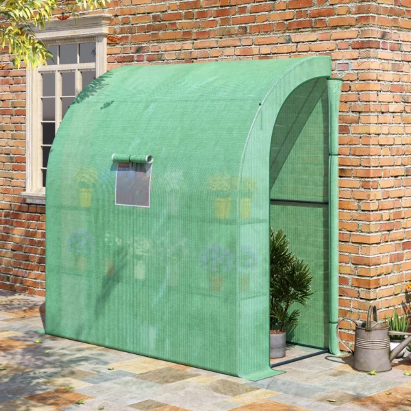 Foliekas kweekkas 200 x 100 x 215 cm met 2 deuren, uv bescherming, staal & pe voor plantenkweek, groen 2