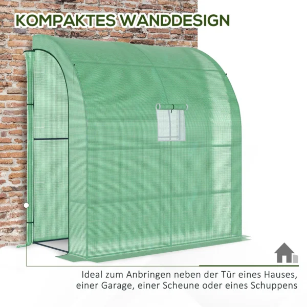 Foliekas kweekkas 200 x 100 x 215 cm met 2 deuren, uv bescherming, staal & pe voor plantenkweek, groen 6