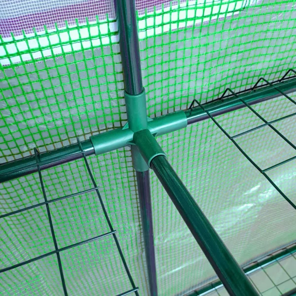 Foliekas kweekkas 200 x 100 x 215 cm met 2 deuren, uv bescherming, staal & pe voor plantenkweek, groen 9