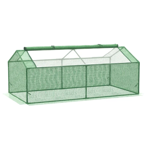Foliekas met venster, kweekkas, tomatenkas, kweekbed 180 x 90 x 70 cm groen 1