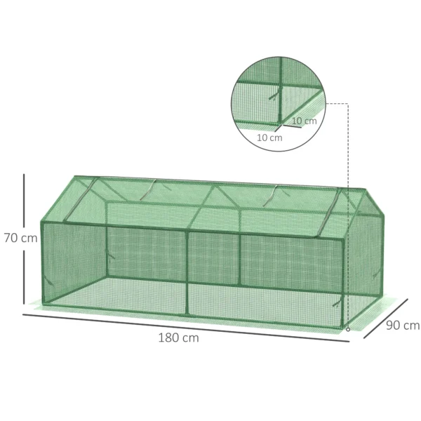 Foliekas met venster, kweekkas, tomatenkas, kweekbed 180 x 90 x 70 cm groen 4